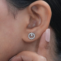 Open Circle Round Diamond Stud Earrings
