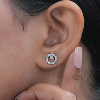 Open Circle Round Diamond Stud Earrings