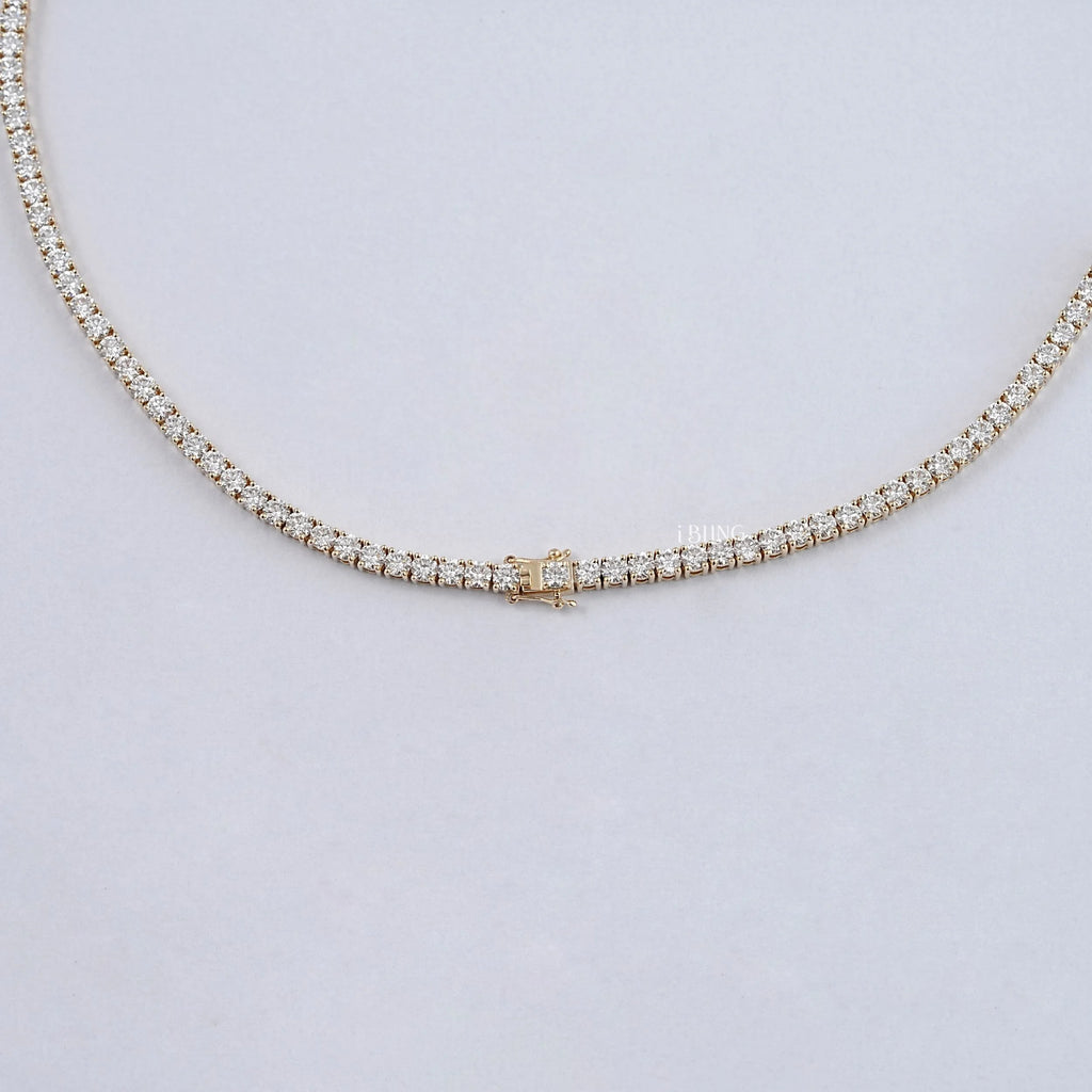 Round Lab Diamond Bridal Tennis Necklace