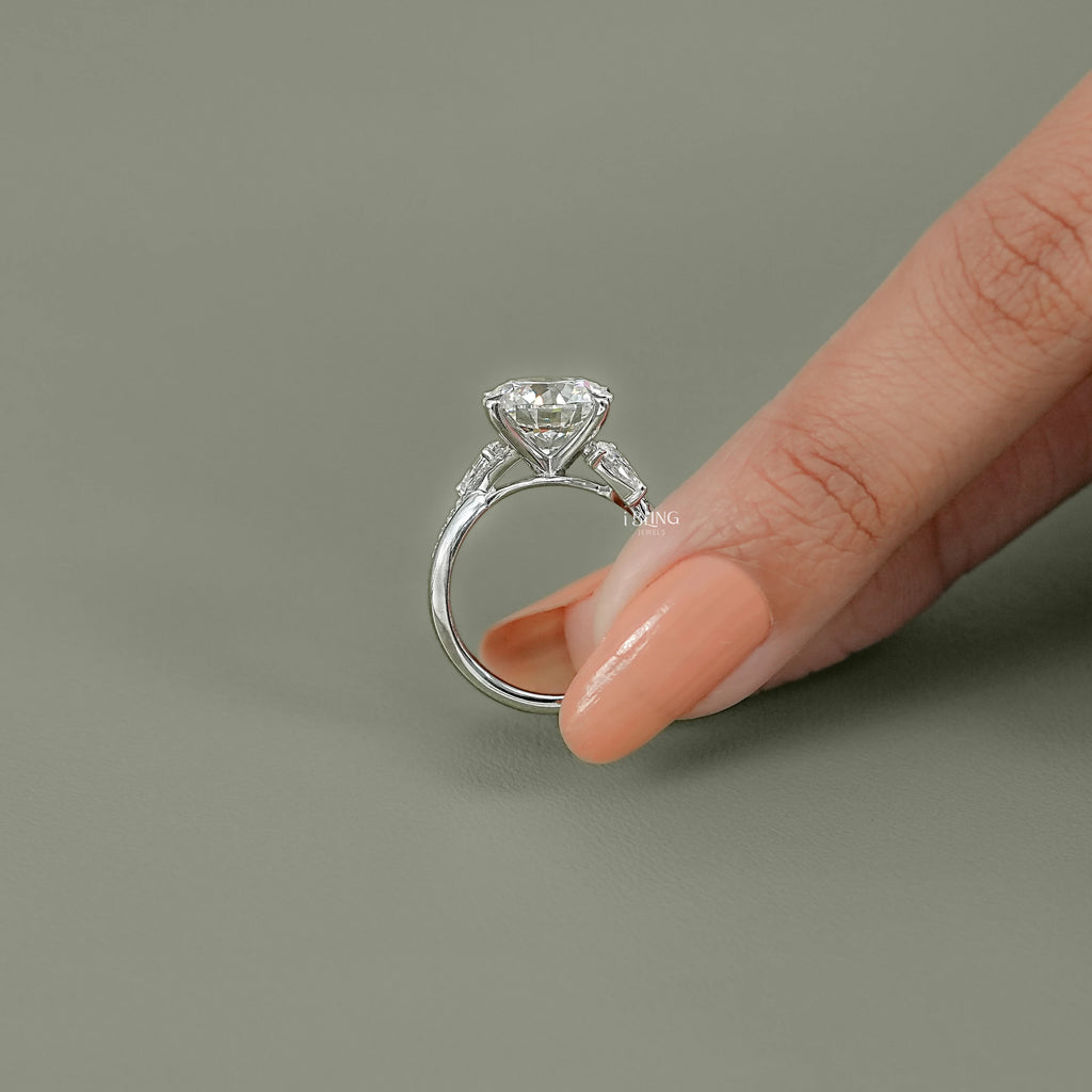 Round Cut Three Stone Twisted Accent Ring