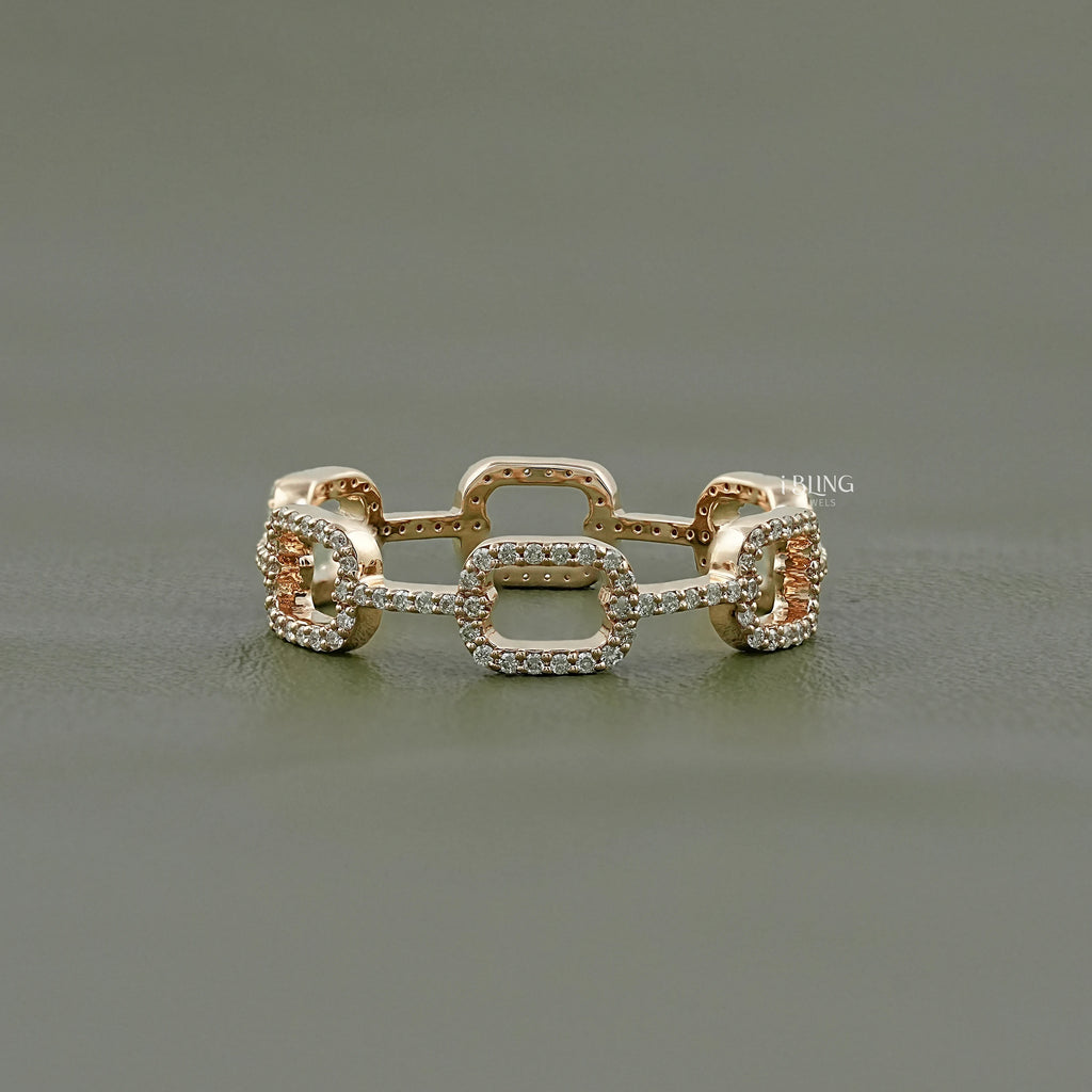 Round Diamond Link Chain Wedding Ring