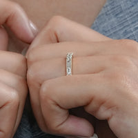 Baguette And Round Diamond Filigree Wedding Band