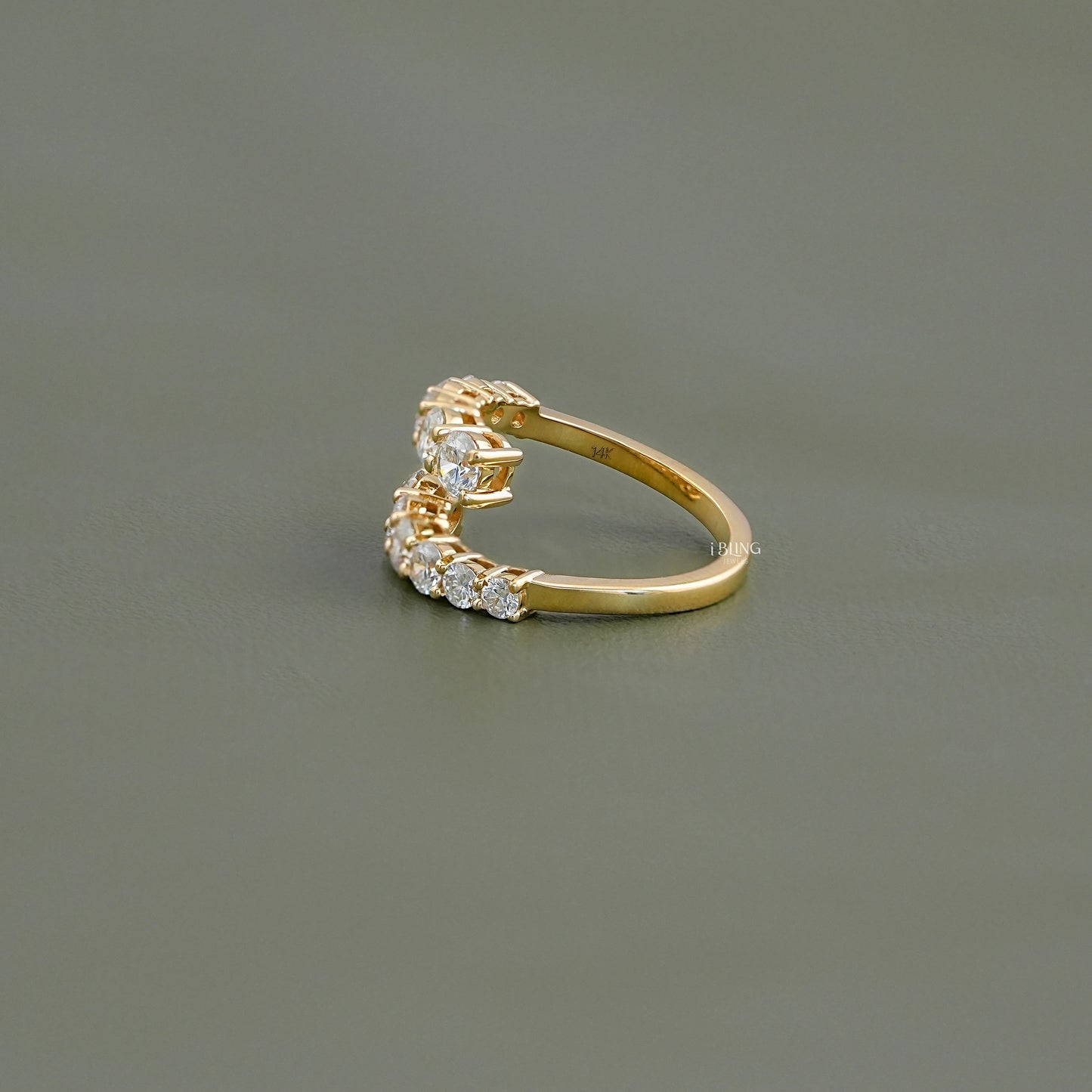 Round Lab Diamond Bypass Wedding Band