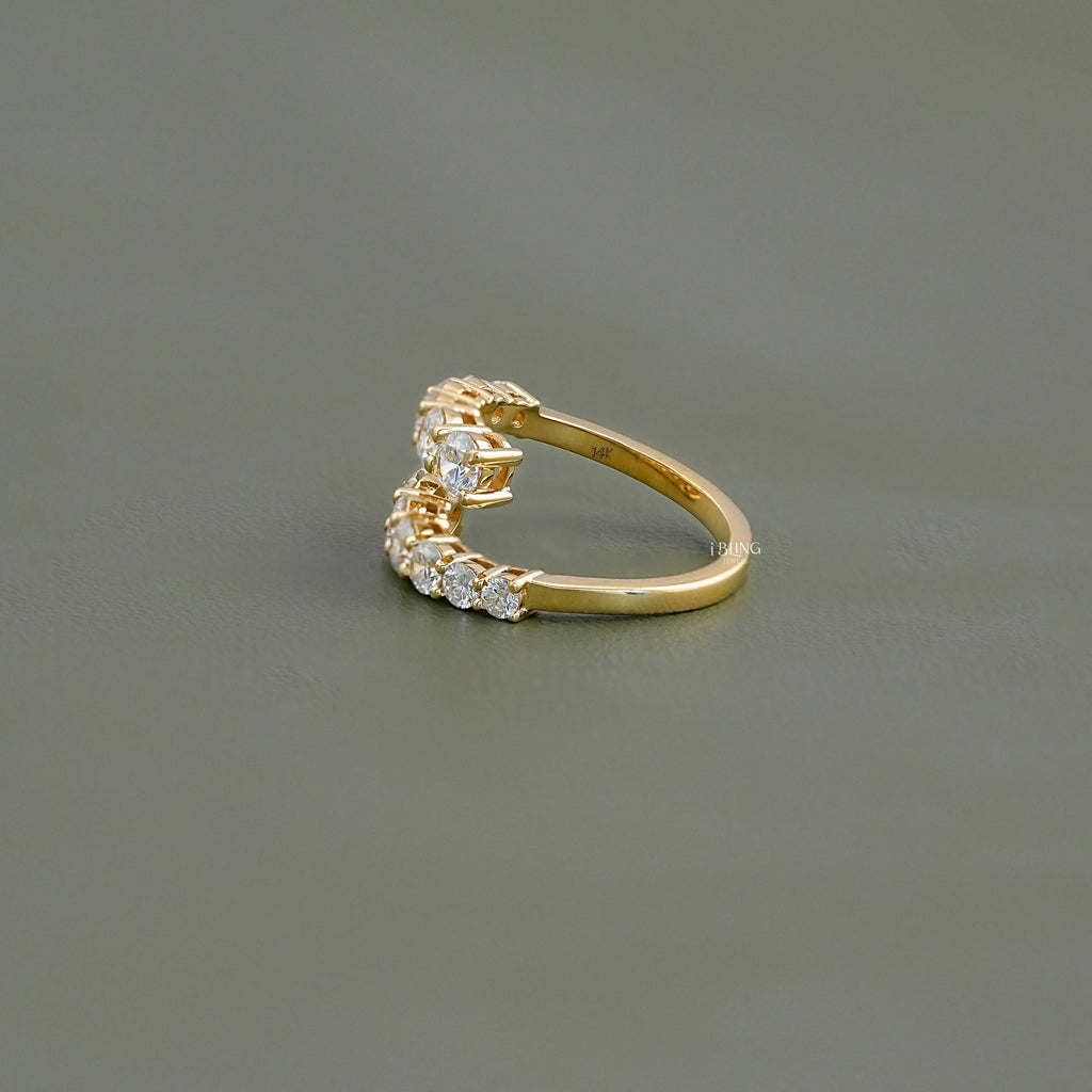 Round Lab Diamond Bypass Wedding Band