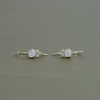 Round Diamond Bezel Set Wire Earrings