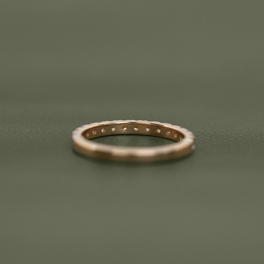 Round Diamond Half Eternity Wedding Band