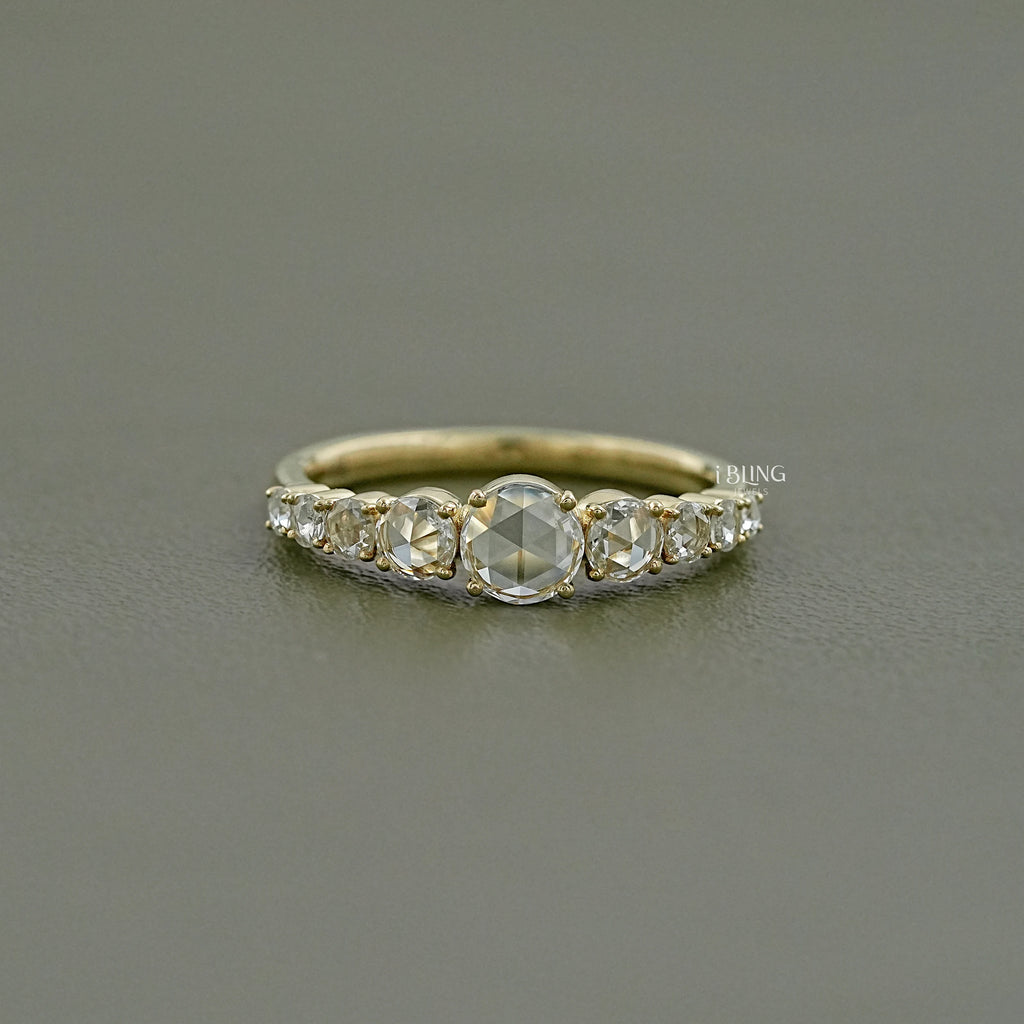 Rose Cut Round Diamond Engagement Ring