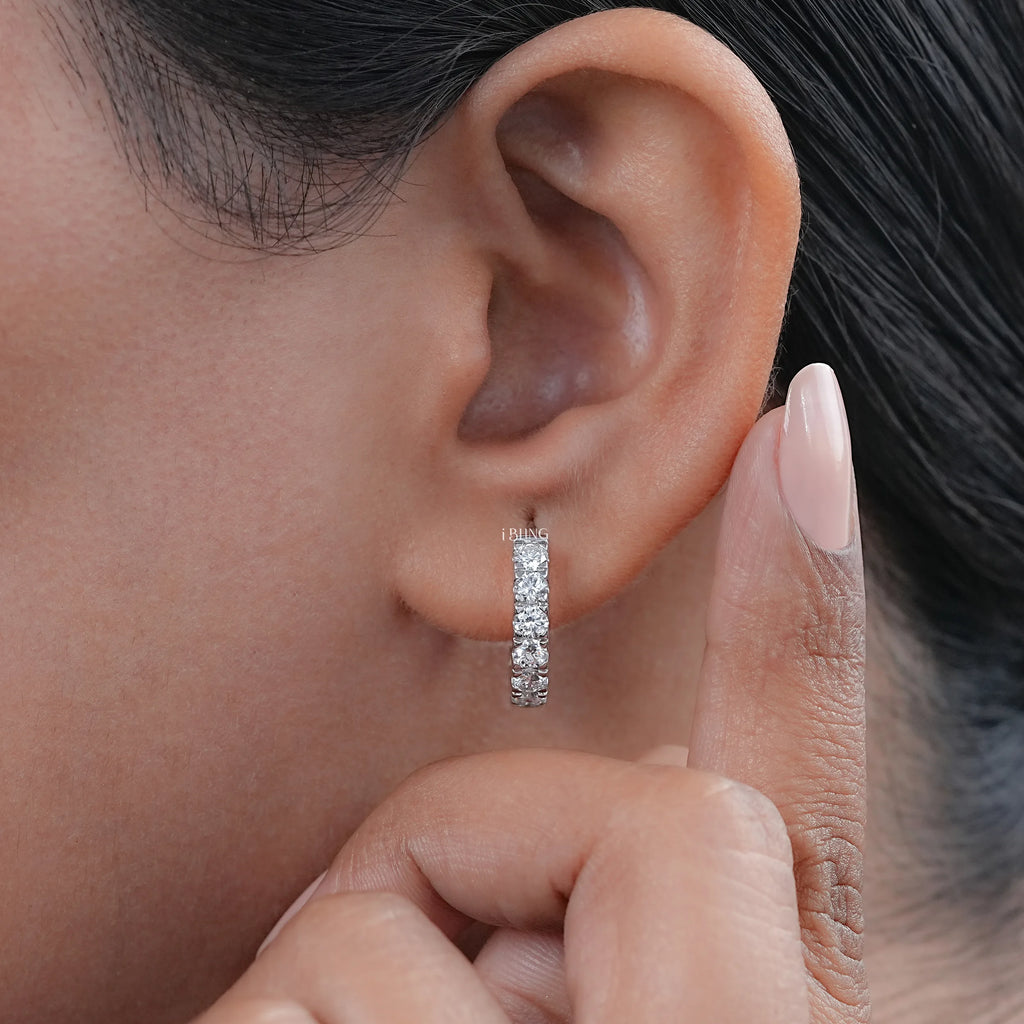 Round Lab Grown Diamond In-Out Hoop Earrings