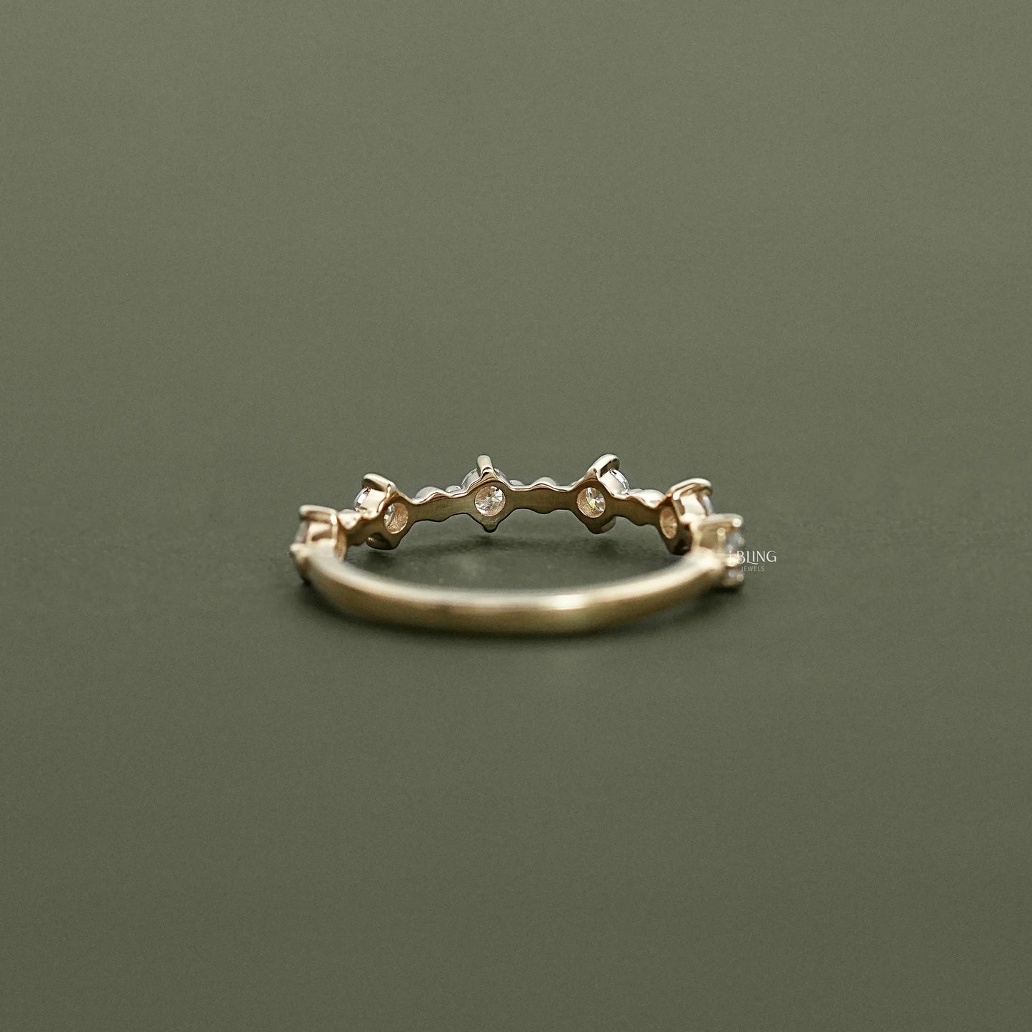 Round Diamond Floating Bubble Wedding Band Half Eternity