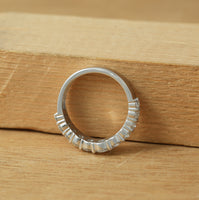 Round Moissanite Double Row Curved Wedding Band