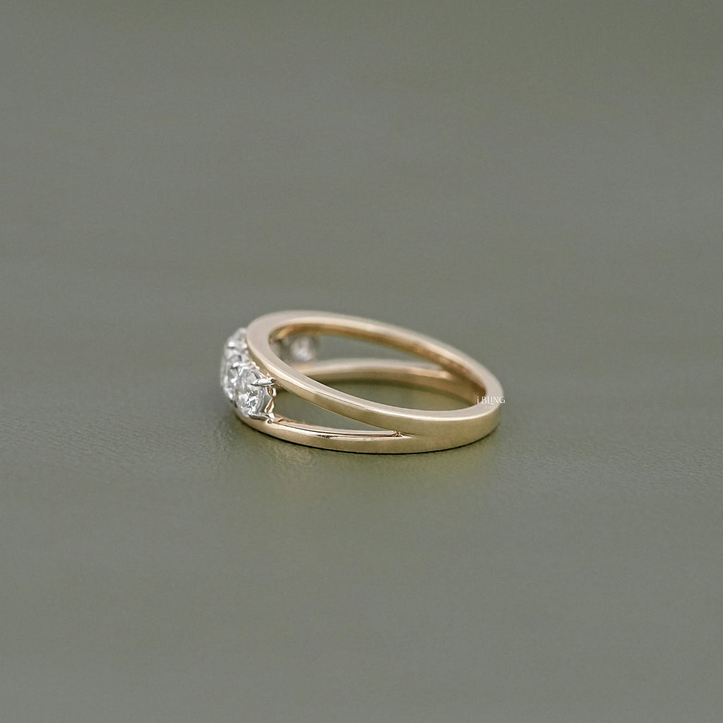 Round Five Stone Channel Set Diamond Wedding Band