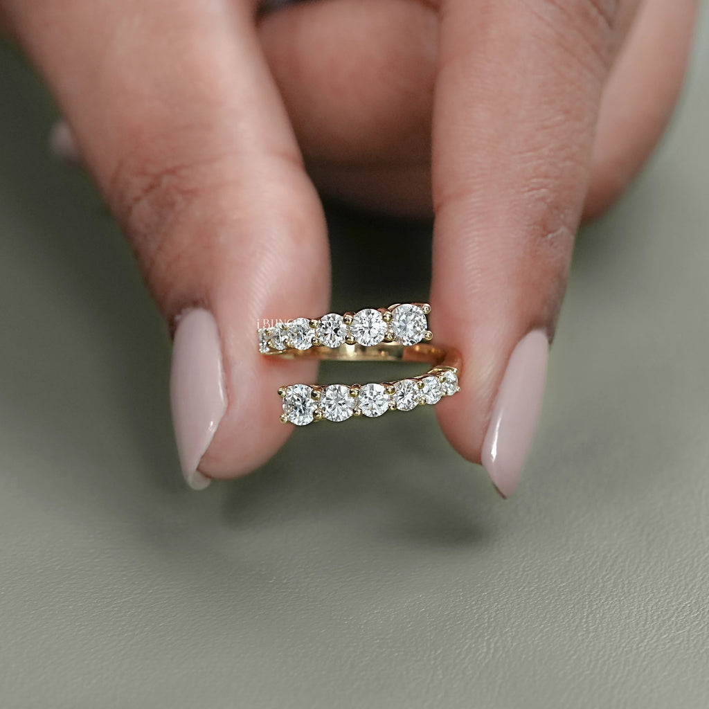 Round Lab Diamond Bypass Wedding Band