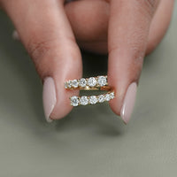 Round Lab Diamond Bypass Wedding Band