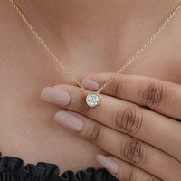 Round Cut Lab Grown Diamond Bezel Set Necklace