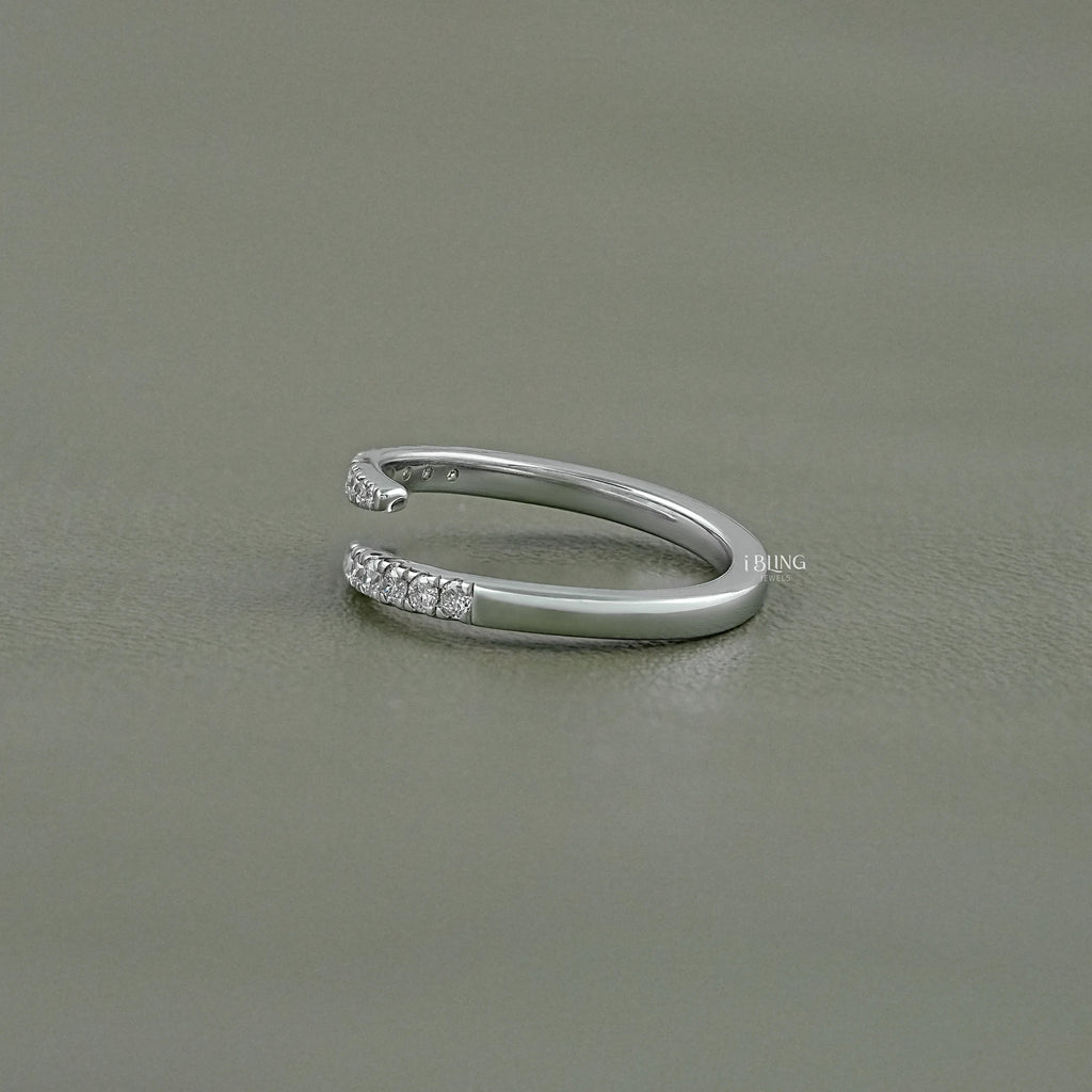 Round Lab Diamond Open Wrap Bypass Ring