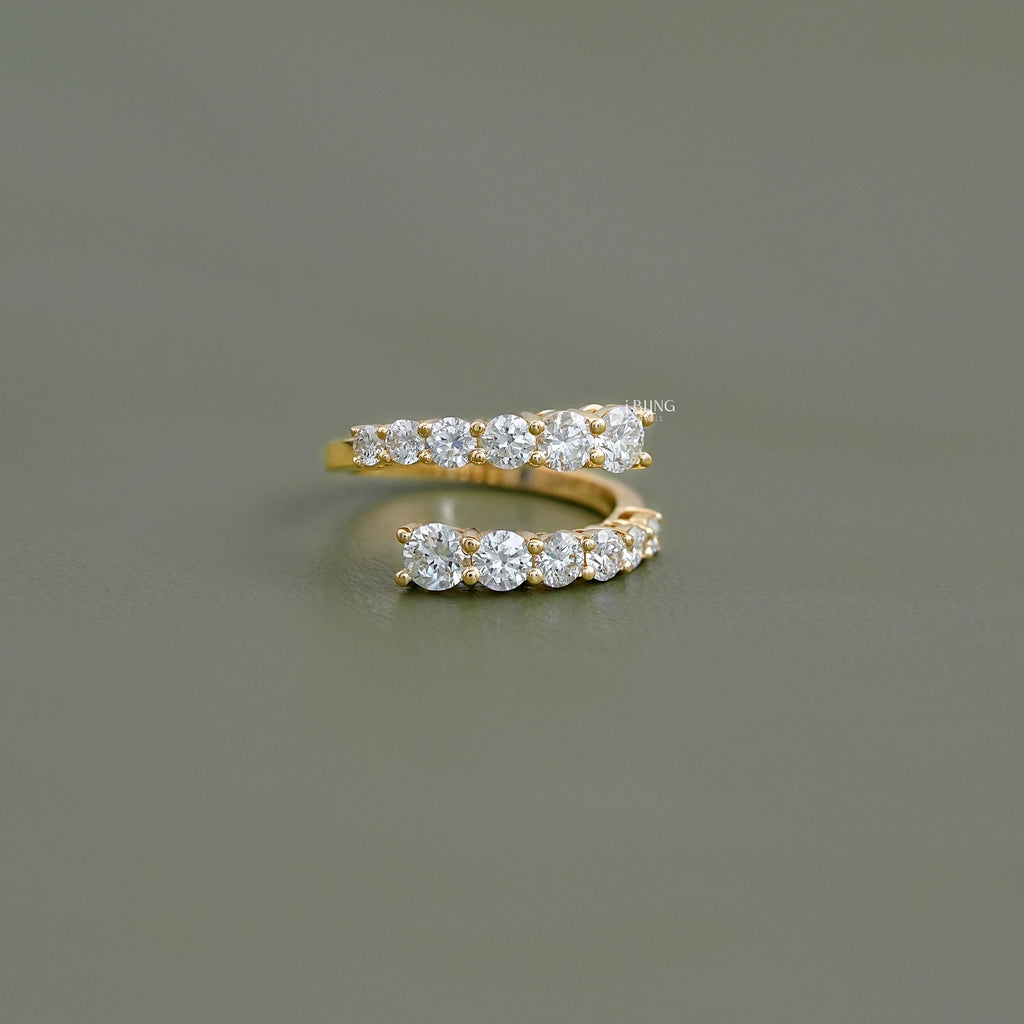 Round Lab Diamond Bypass Wedding Band