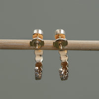 Graduated Round Diamond C Hoop Earrings