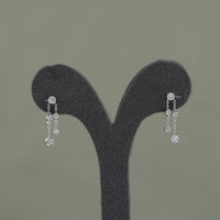 Round Cut Bezel Set Chain Drop Dangle Earrings