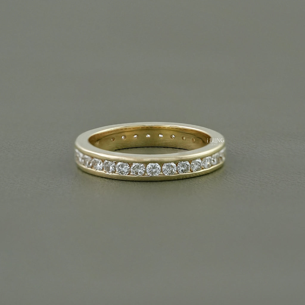Round Diamond Channel Set Eternity Wedding Band