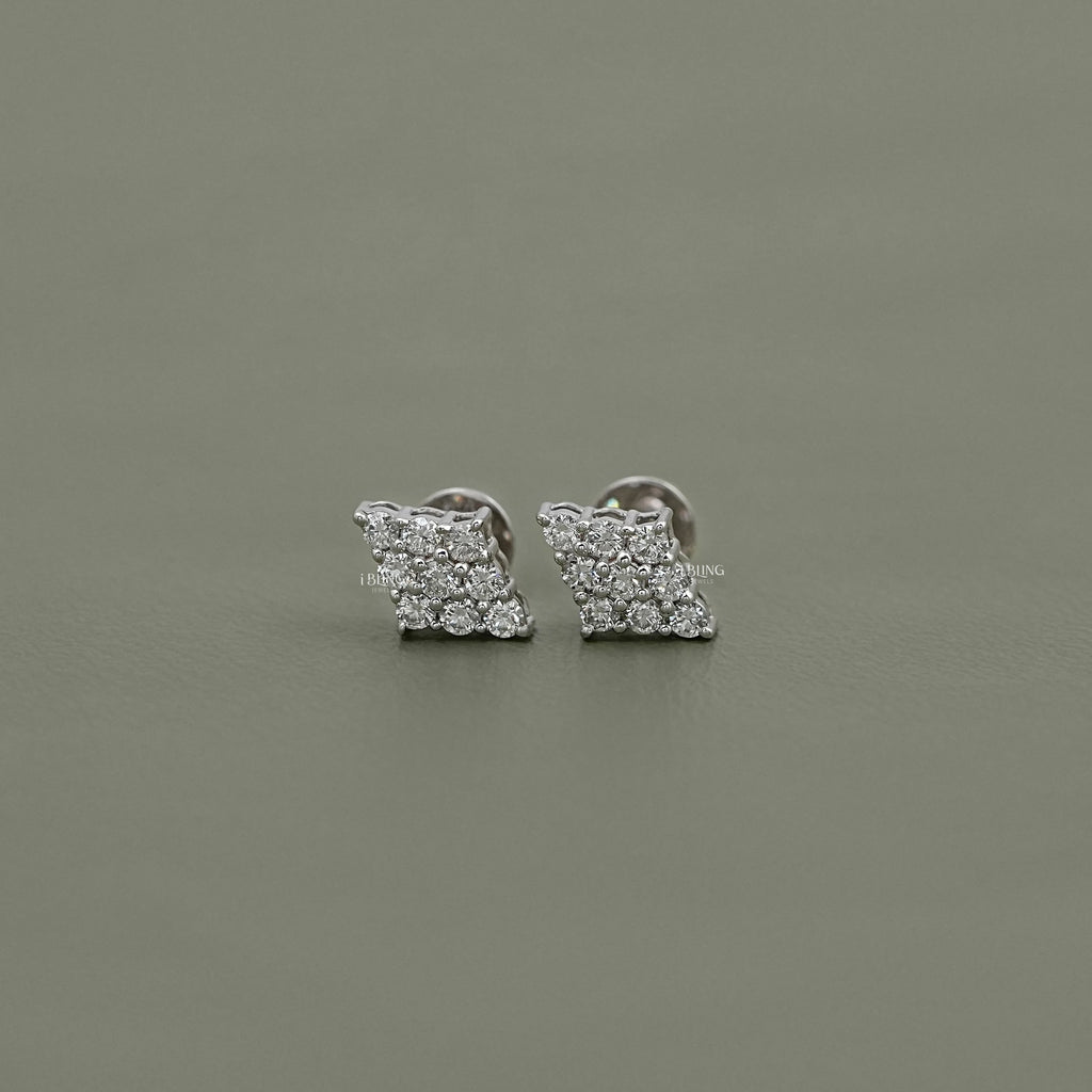 Round Diamond Cluster Stud Earrings