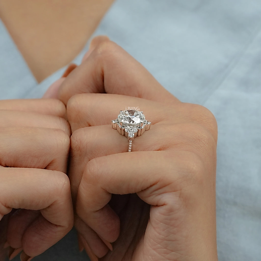 Round Cut Diamond Beads Engagement Ring