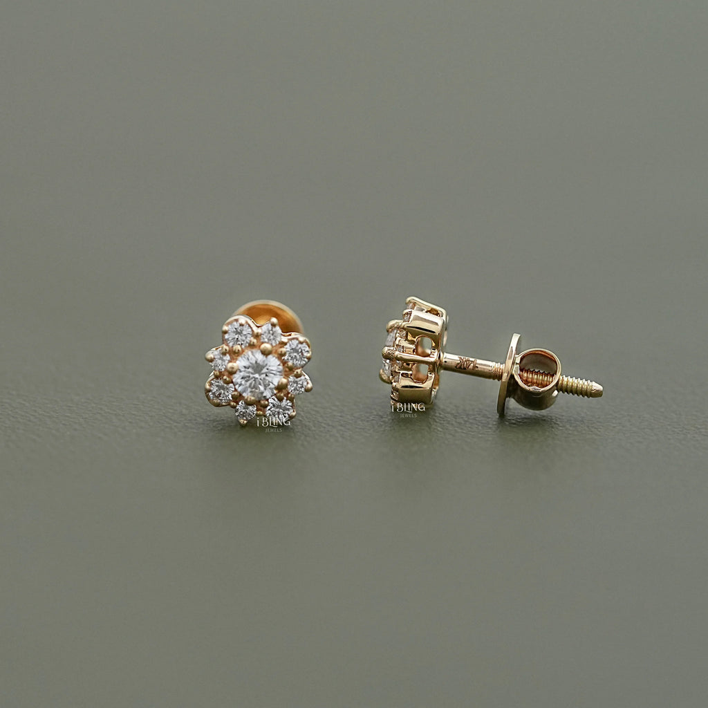 Round Lab Diamond Cluster Halo Stud Earrings