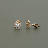 Round Lab Diamond Cluster Halo Stud Earrings