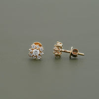 Round Lab Diamond Cluster Halo Stud Earrings
