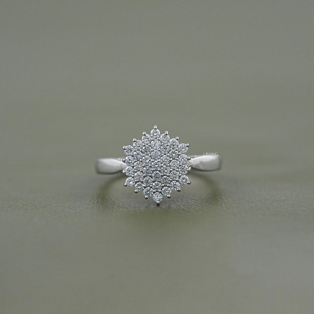 Round Lab Diamond Cluster Flower Ring
