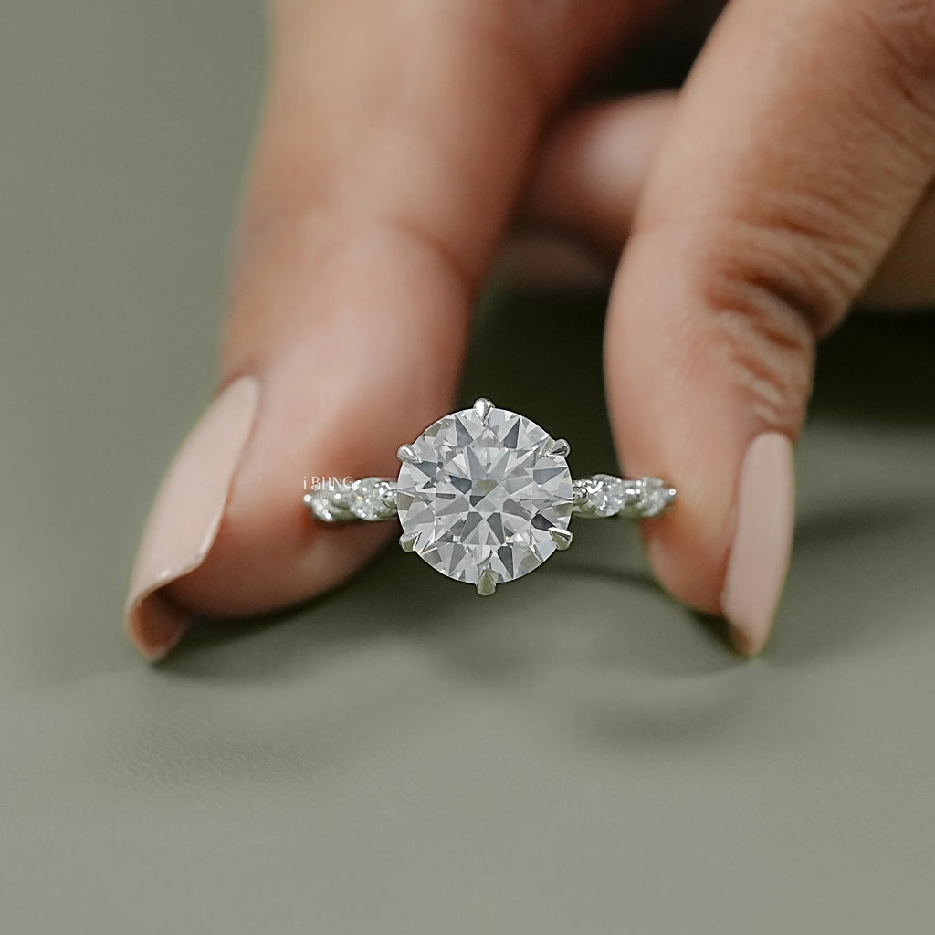 Round Diamond Cluster Accent Set Ring
