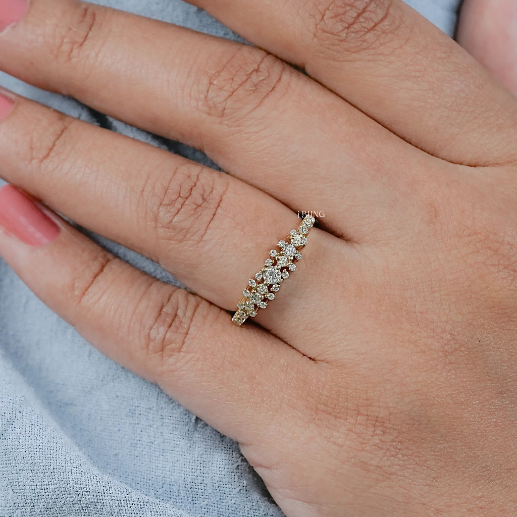 Round Lab Diamond Cluster Wedding Band