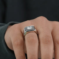 Black & White Halo Diamond Cluster Men's Ring
