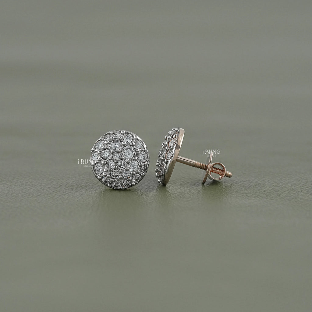 Round Lab Diamond Cluster Stud Earrings