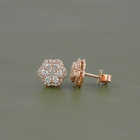 Floral Shape Round Lab Diamond Cluster Stud Earrings
