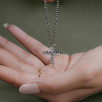 Round Lab Diamond Cross Necklace