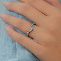 Round Cut Lab Grown Diamond Curved Wedding Band
