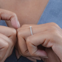 Half Moon Shape Round Diamond Dainty Wedding Band