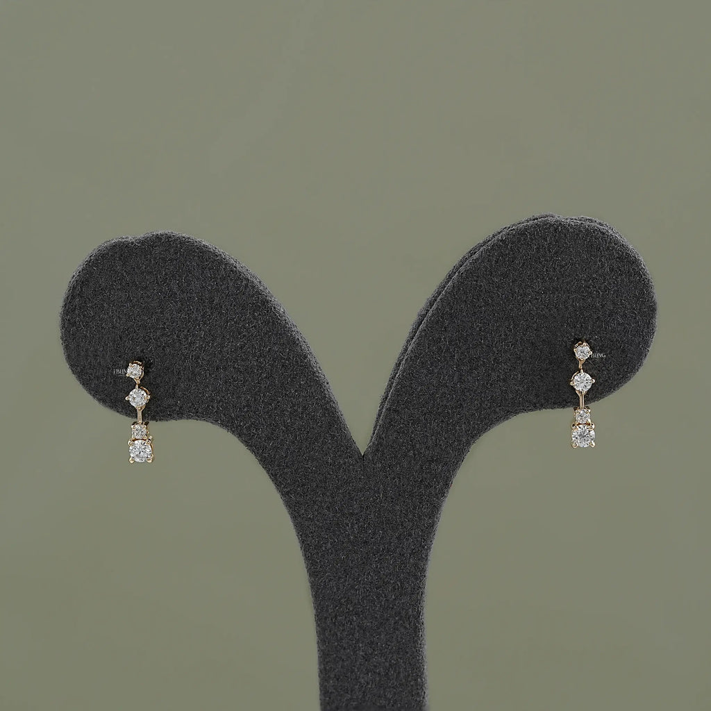 Round Lab Diamond Drop Dangle Earrings