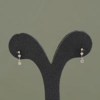 Round Lab Diamond Drop Dangle Earrings