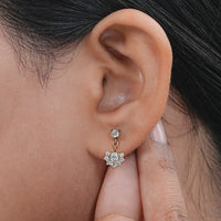 Round Cut Lab Diamond Cluster Drop Earrings