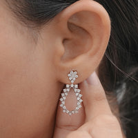 Round Cut Lab Grown Diamond Dangle Drop Earrings