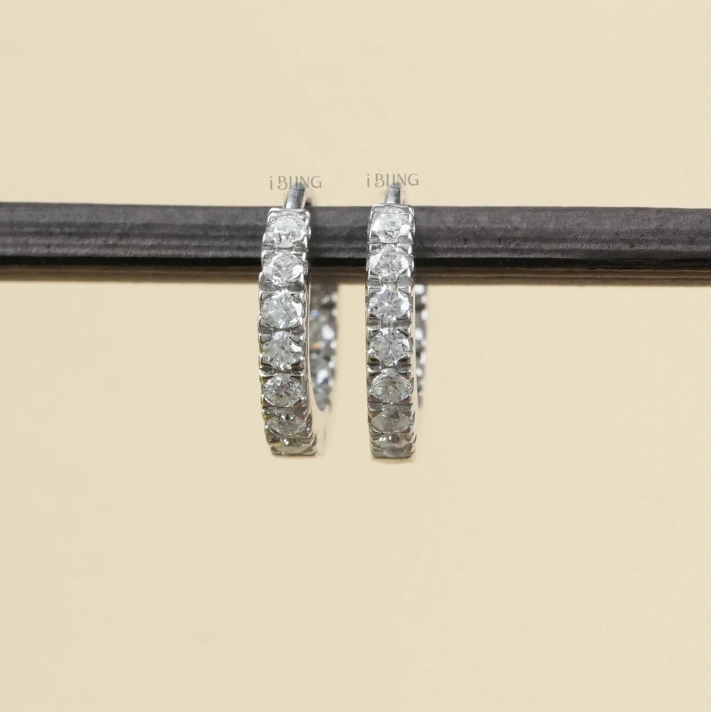 Round Moissanite Diamond Hoop Earrings