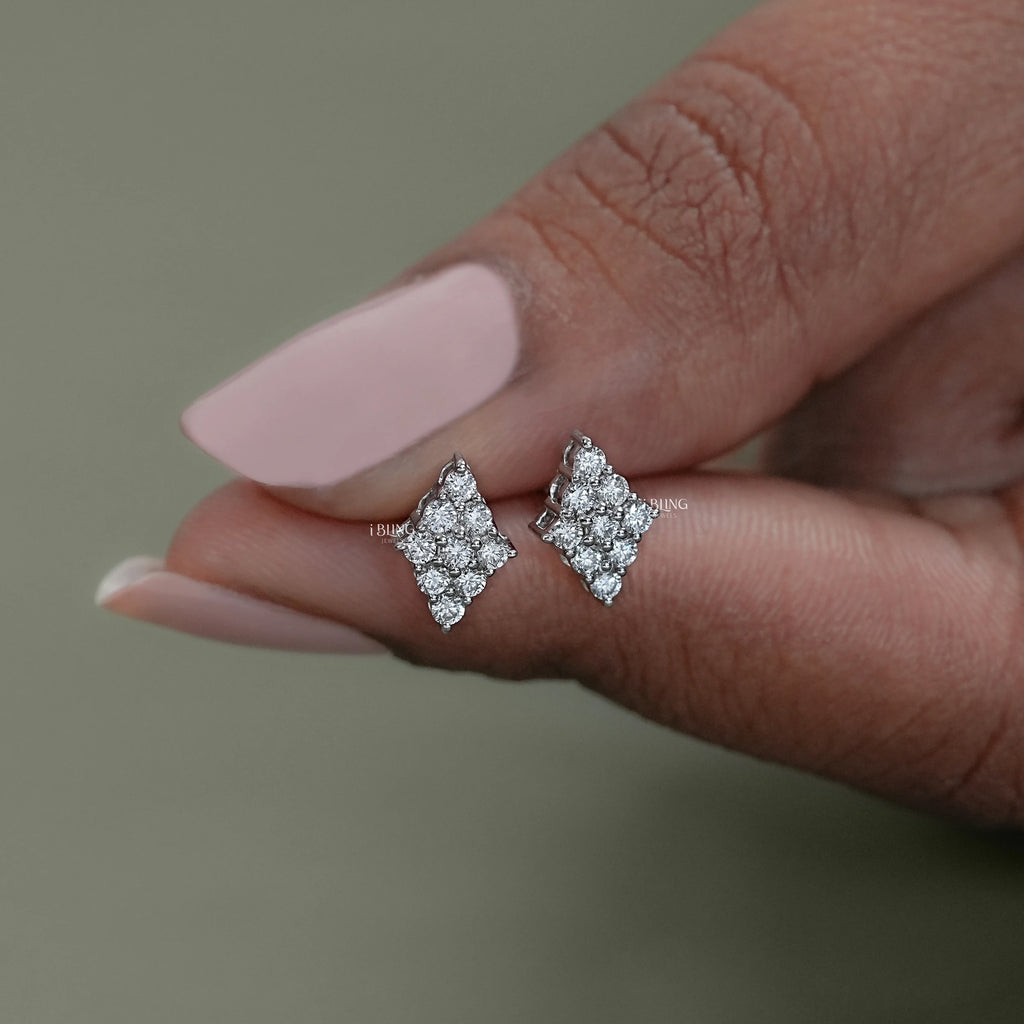 Round Diamond Cluster Stud Earrings