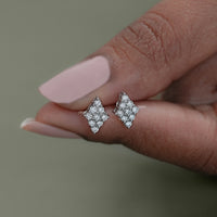 Round Diamond Cluster Stud Earrings