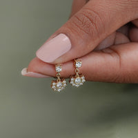 Round Cut Lab Diamond Cluster Drop Earrings