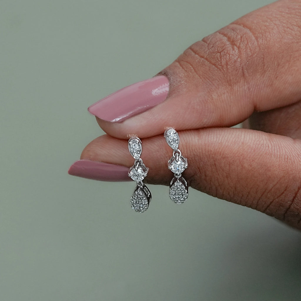 Round lab Diamond Tear Drop Dangle Earrings