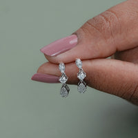 Round lab Diamond Tear Drop Dangle Earrings