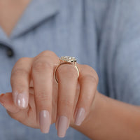 Round Lab Diamond Floral Design Halo Engagement Ring