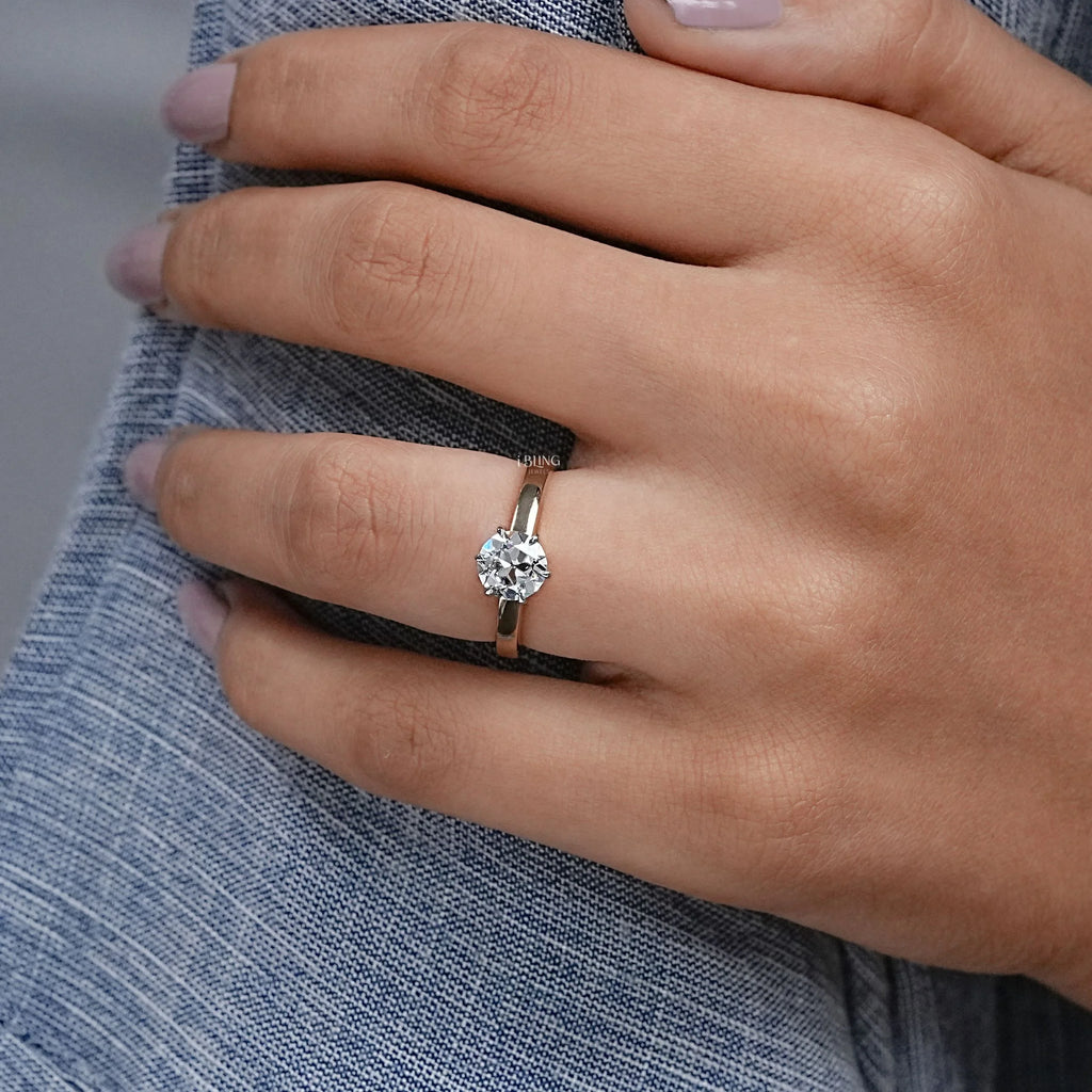 Old European Round Cut Solitaire Engagement Ring