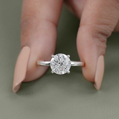 Round Lab Diamond Solitaire Engagement Ring